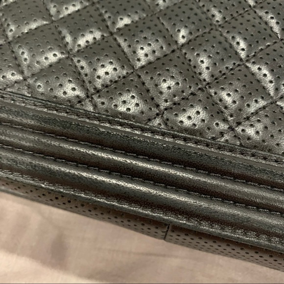Chanel Boy Bag Old Medium Black Perforated Lambskin Leather Chrome Hardware - Picture 10 of 16